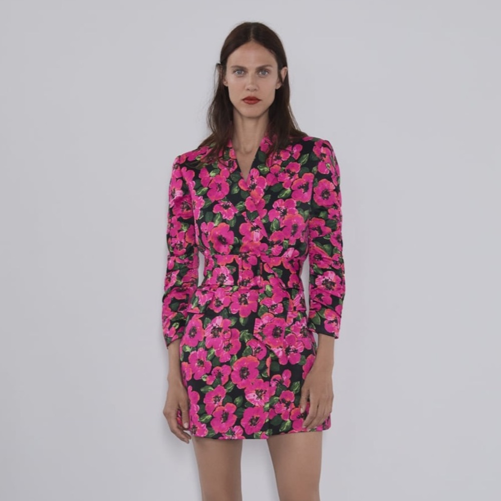 Zara Floral Printed Blazer Dress